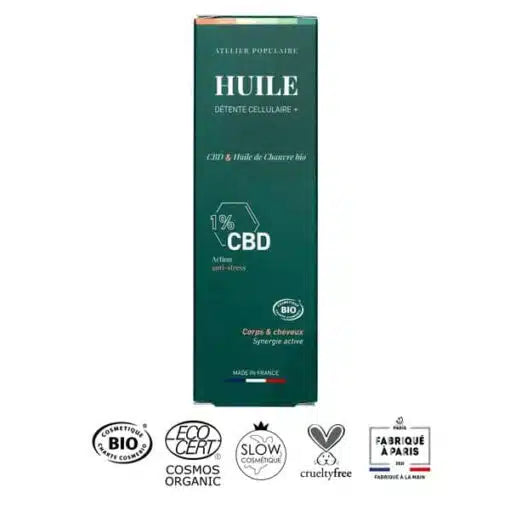 Huile corp & cheveux CBD Détente Cellulaire